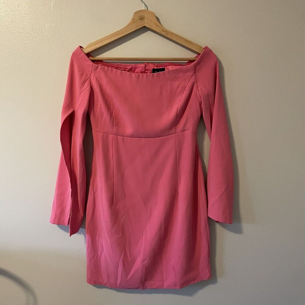 Bardot x Revolve Tulip Pink Ava Off Shoulder Mini Dress Split Sleeve Size 4